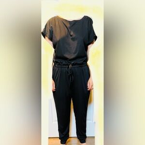 Classic Black Women's Jumpsuit with Drawstring Waist